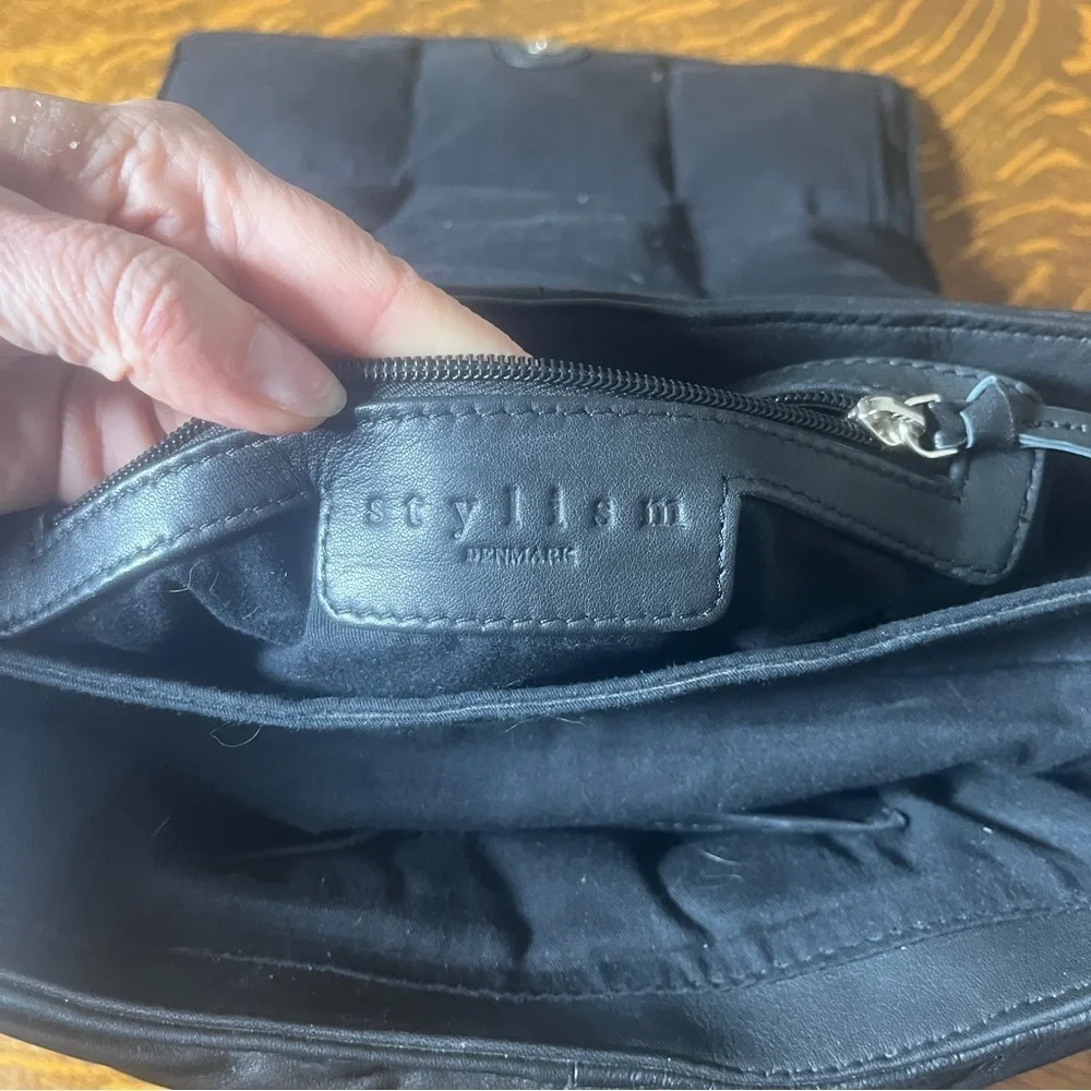 Stylish Black Leather Quilted Puffy Flap Over Large Shoulder Bag